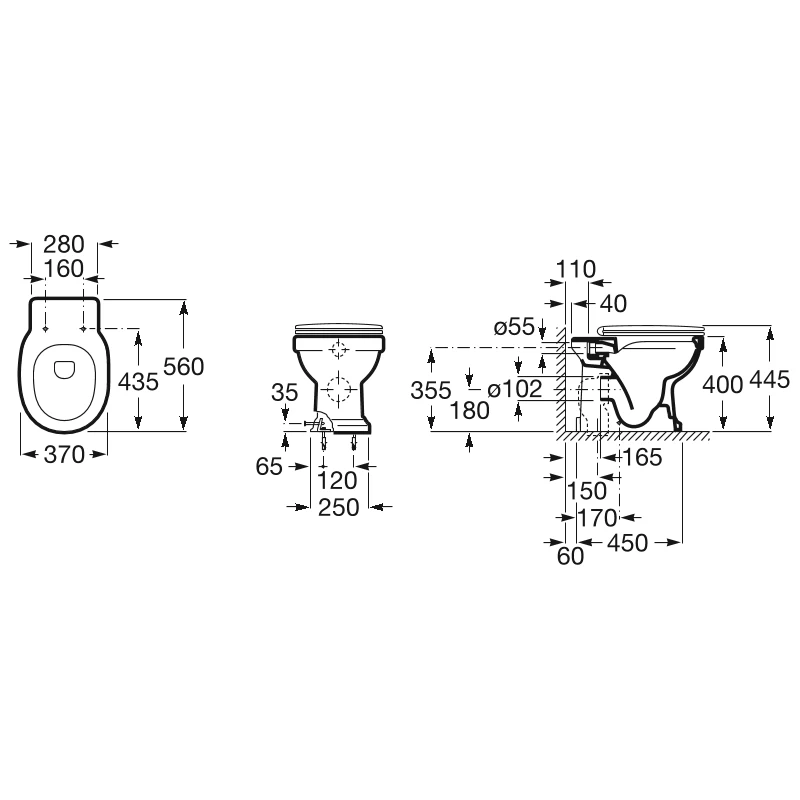 Roca Carmen Rimless Back-To-Wall WC Pan 4 Roca Carmen Rimless Back-To-Wall WC Pan - Image 2