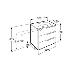 Roca Victoria-N Unik 700mm 3 Drawer Unit & Basin Wenge -Bathroom Promotion roca 855838154 3