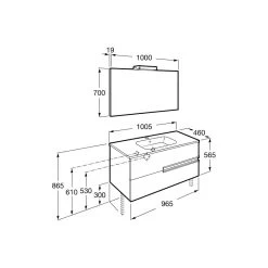 Roca Victoria-N Pack 1000mm Basin Unit, Mirror & Light Wenge -Bathroom Promotion roca 855841154 3
