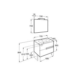 Roca Victoria-N Pack 700mm Unit, Basin, Light & Mirror Grey -Bathroom Promotion roca 855843153 3