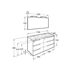 Roca Victoria-N Pack 1200mm 3 Drawer Unit, Light & Mirror Grey -Bathroom Promotion roca 855845153 3