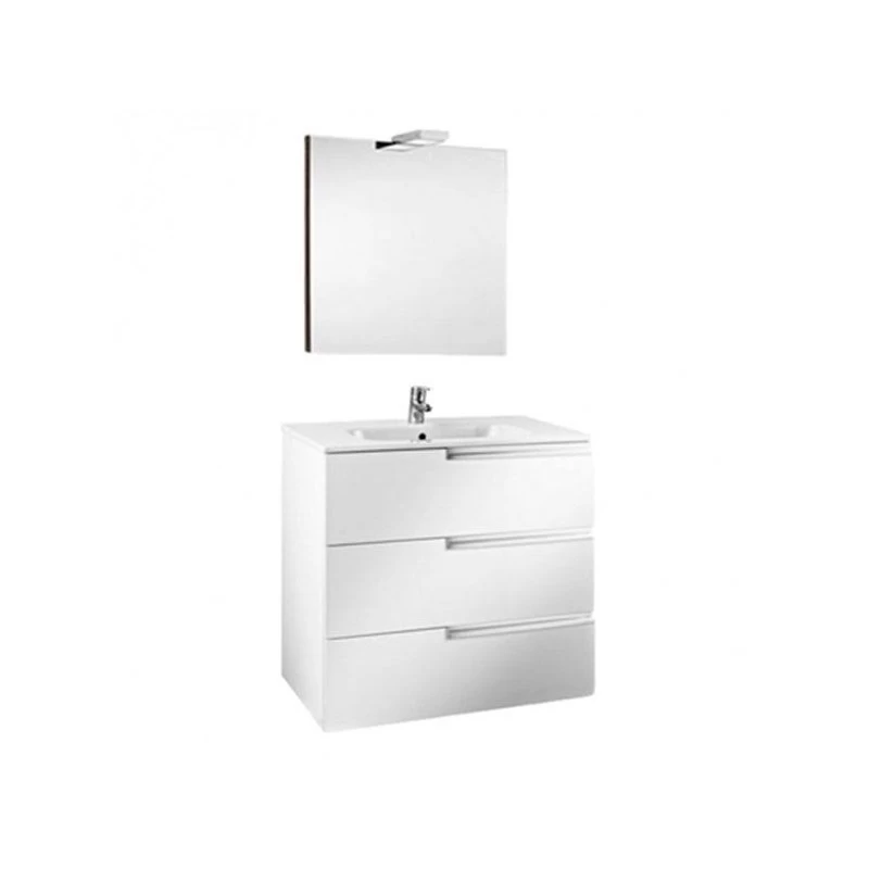 Roca Victoria-N Pack 800mm 3 Drawer Unit, Light & Mirror White 3 Roca Victoria-N Pack 800mm 3 Drawer Unit, Light & Mirror White