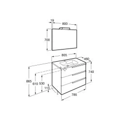 Roca Victoria-N Pack 800mm 3 Drawer Unit, Light & Mirror White 5 Roca Victoria-N Pack 800mm 3 Drawer Unit, Light & Mirror White -Bathroom Promotion roca 855847806 2