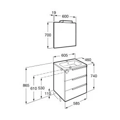 Roca Victoria-N Pack 600mm 3 Drawer Unit, Mirror & Light Wenge 7 Roca Victoria-N Pack 600mm 3 Drawer Unit, Mirror & Light Wenge -Bathroom Promotion roca 855849154 3