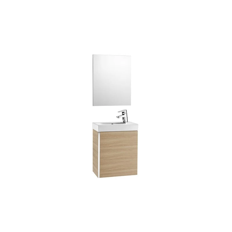 Roca Mini Pack Basin & Base Unit 450mm & Mirror Textured Oak 3 Roca Mini Pack Basin & Base Unit 450mm & Mirror Textured Oak
