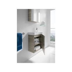 Roca Mini Pack Basin & Base Unit 450mm & Mirror Textured Grey -Bathroom Promotion roca 855865156 3