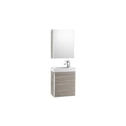 Roca Mini Pack Basin & Base Unit 450mm & Mirrored Cabinet Grey