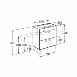 Roca Debba Compact Unik 600mm 2 Drawer Base Unit & Basin Oak -Bathroom Promotion roca 855905155 2