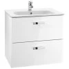 Roca Victoria 600mm Gloss White 2 Drawer Vanity Unit & Square Basin