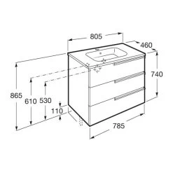 Roca Victoria-N 3 Drawer 800mm Wall Unit & Basin Gloss White -Bathroom Promotion roca 856675806 32799C000 4