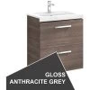 Roca Prisma Wall Hung 2 Drawer Basin Unit 60cm Anthracite Grey -Bathroom Promotion roca 856881153