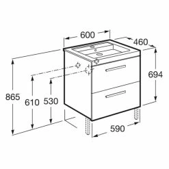 Roca Prisma Wall Hung 2 Drawer Basin Unit 60cm Anthracite Grey -Bathroom Promotion roca 856881153 2