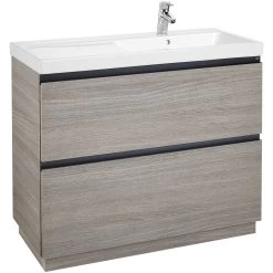 Roca Lander 1000mm City Oak Floor Vanity Unit & Right Hand Basin