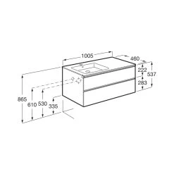Roca The Gap 1000mm 2 Drawer City Oak Base Unit & Left Hand Basin -Bathroom Promotion roca 857402402 3279a3000 2