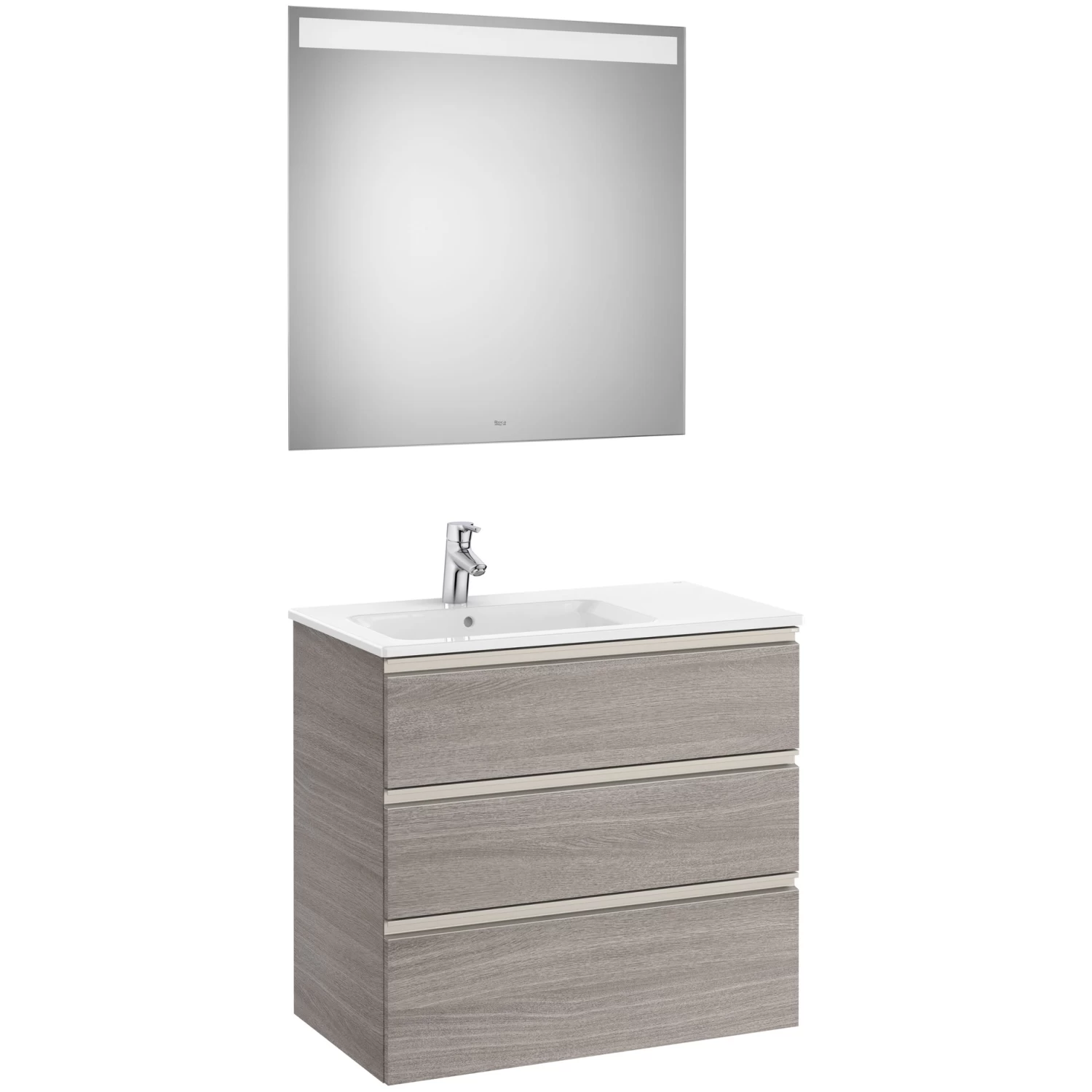 Roca The Gap 800mm 3 Drawer Base Unit, Left Hand Basin & LED Mirror 3 Roca The Gap 800mm 3 Drawer Base Unit, Left Hand Basin & LED Mirror