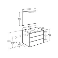Roca The Gap 800mm 3 Drawer Base Unit, Left Hand Basin & LED Mirror 5 Roca The Gap 800mm 3 Drawer Base Unit, Left Hand Basin & LED Mirror -Bathroom Promotion roca 857407402 3279a6000 812356000 2