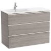 Roca The Gap 1000mm 3 Drawer City Oak Base Unit & Left Hand Basin -Bathroom Promotion roca 857409402 3279a3000