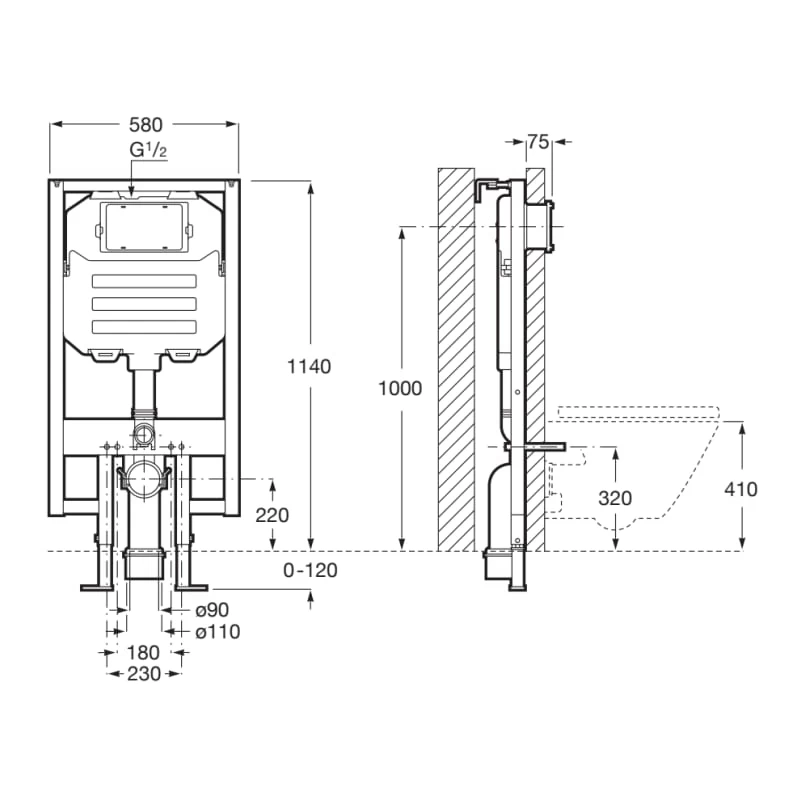 Roca Duplo WC Compact Concealed Cistern & Frame 4 Roca Duplo WC Compact Concealed Cistern & Frame - Image 2