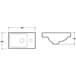 Synergy Henbury 400mm 1 Tap Hole Wash Basin -Bathroom Promotion synergy sy hen21 3
