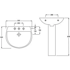 Synergy Lyon 550mm 1 Tap Hole Basin -Bathroom Promotion synergy sy lyon01 3