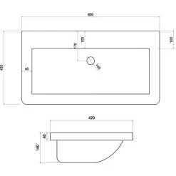 Synergy Linea 800mm 1 Tap Hole Basin -Bathroom Promotion synergy sy top351 3