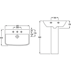 Synergy Valencia Full Pedestal For 500mm & 600mm Basin -Bathroom Promotion synergy sy val03 3