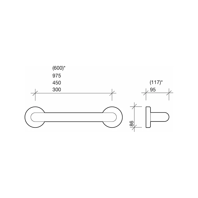 Twyford Avalon Support Grab Rail 450mm Long White 4 Twyford Avalon Support Grab Rail 450mm Long White - Image 2