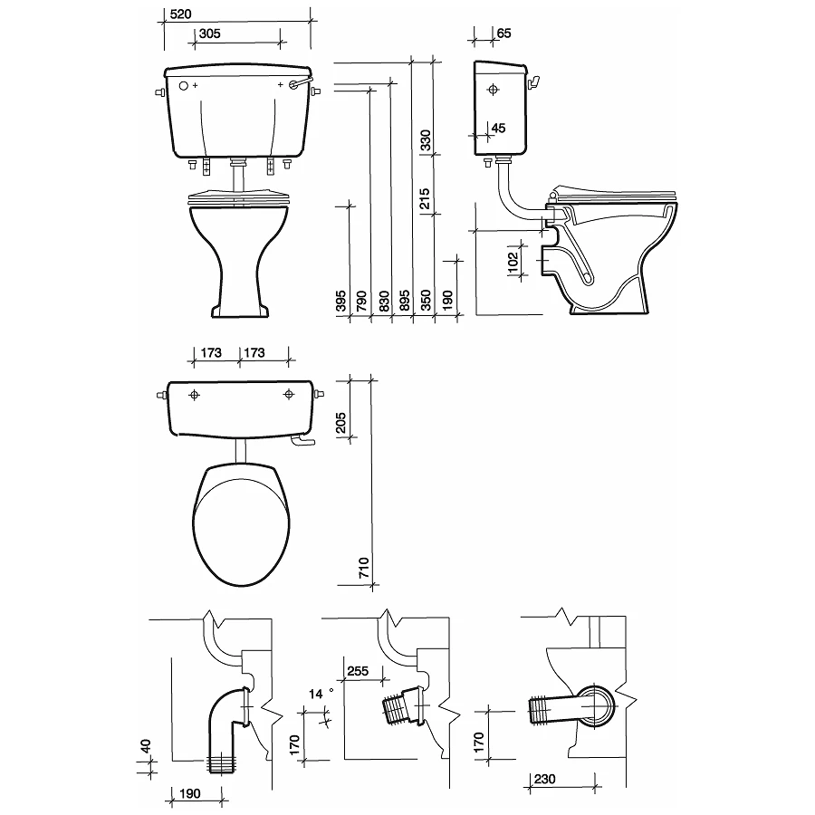 Twyford Classic Low Level Cistern With Lever, Side Inlet Side Outlet 4 Twyford Classic Low Level Cistern With Lever, Side Inlet Side Outlet - Image 2